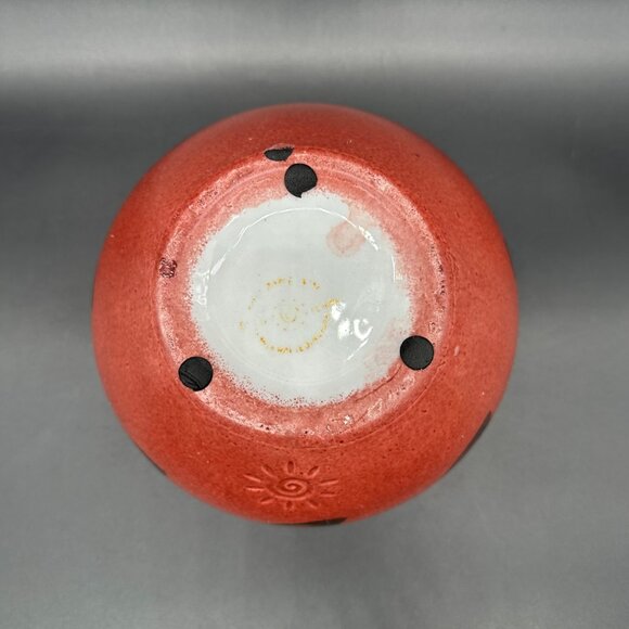 Maroon Red Flower Pot Planter Bowl Botanical Leaf Ecco Terra Swirl Sun Ceramic - Picture 5 of 10